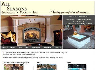 All Seasons Fireplaces Pools Spas website