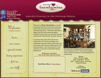 Bistro Twentynine website